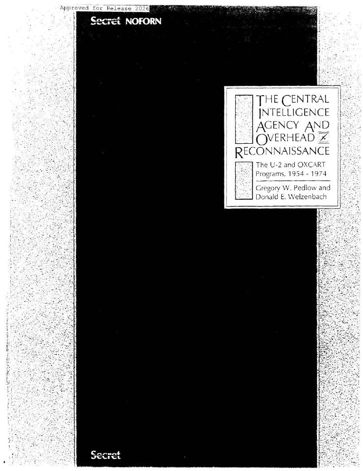 Cover of a report titled "The Central Intelligence Agency and Overhead Reconnaissance".