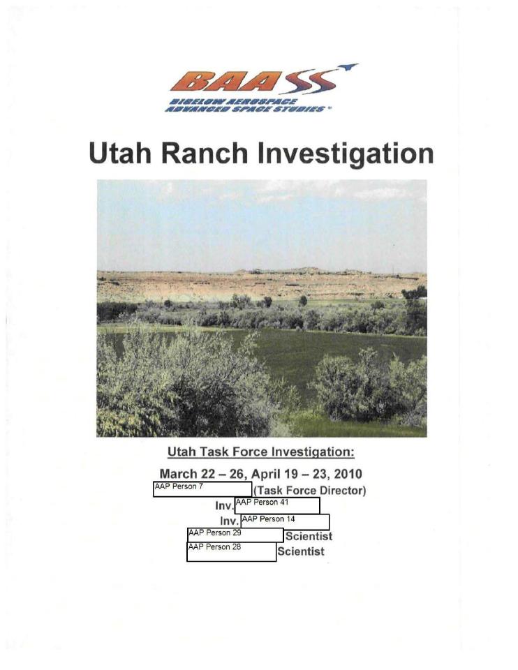 First page of the April 2010 Utah Ranch investigation report.