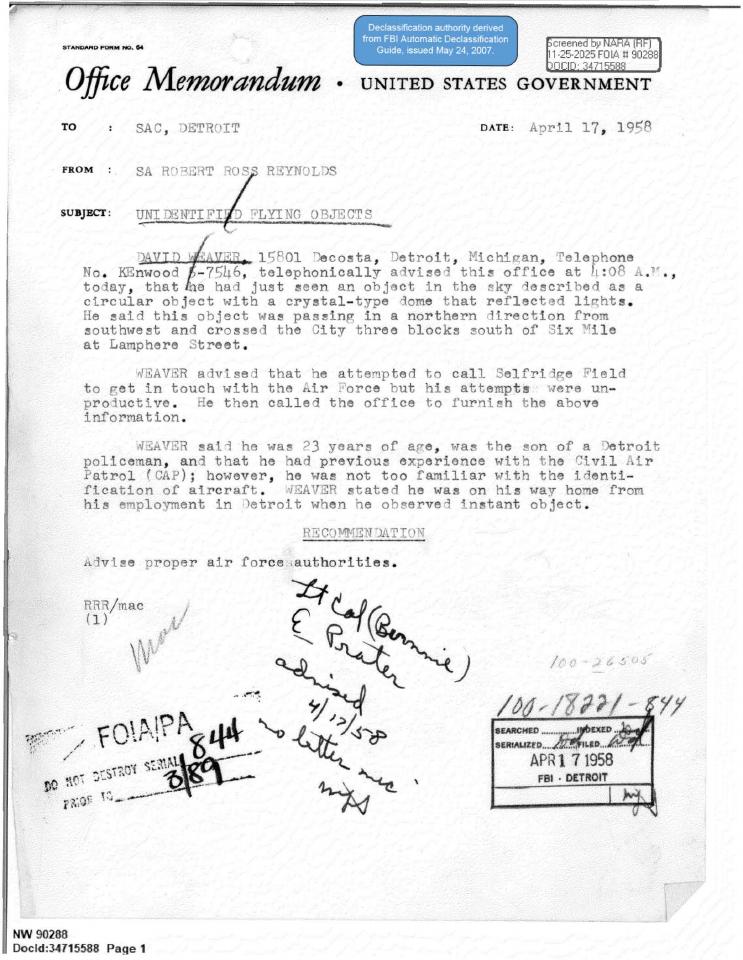 Declassified FBI office memorandum